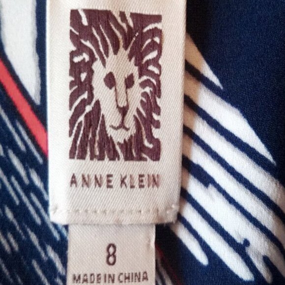 ANNE KLEIN Blue Printed Wrap Midi Dress Size 8 - Picture 4 of 4